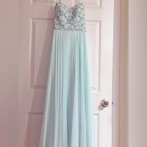 Strapless Beaded Gown in Light Blue